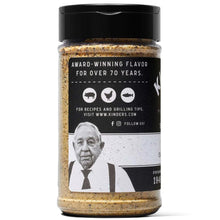 Kinder's The Blend seasoning salt jar with black lid and back label text