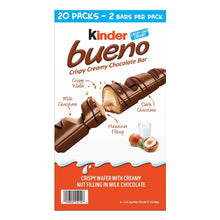 Kinder bueno chocolate bar pack with hazelnut filling and crispy creamy coating