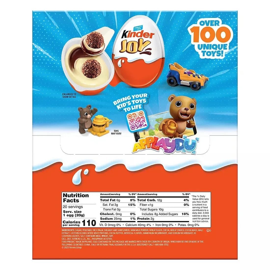 Kinder Joy Egg, Chocolate Candy & Toy, 20 ct./0.7 oz.