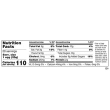 Nutrition Facts panel showing 110 calories per serving and key nutrients
