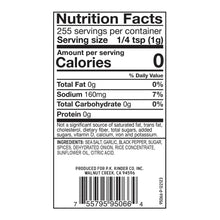 Nutrition Facts label for seasoning, showing servings and calorie info