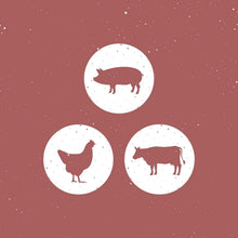 Seasoning icons with a pig, hen, and cow