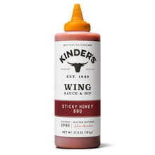 Kinder's Wing Sauce & Dip bottle, Sticky Honey BBQ, with orange squeeze cap