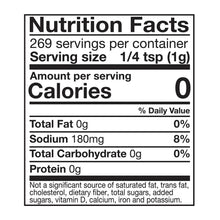 Nutrition Facts label for garlic seasoning, 0 calories per 1/4 tsp (1 g)