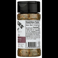 Roasted veggie seasoning jar back label with nutrition facts and barcode
