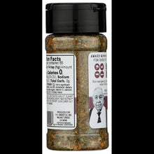 Roasted veggie seasoning jar side label with nutrition and ingredients text
