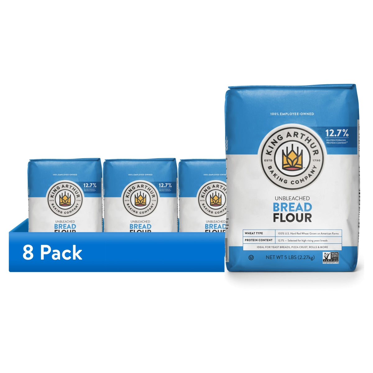 King Arthur Baking Company Non-GMO Project Verified, Certified Kosher Unbleached Bread Flour, 5 lb Bag