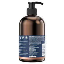 King C. Gillette 3-in-1 wash bottle back label with black pump