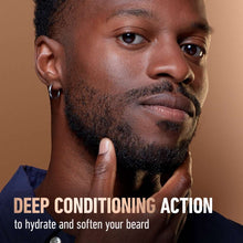 Men’s beard balm patted onto a short beard along cheek and chin