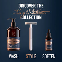 King C. Gillette collection: chrome razor and grooming bottles