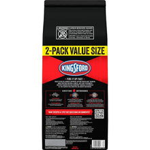 Kingsford match light charcoal briquettes 2-pack bag back panel, black and red