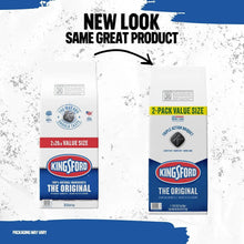 Two charcoal briquettes 2-pack bags, white/blue Kingsford Original packaging