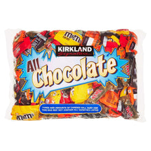 All Chocolate candy bag with KIRKLAND logo and colorful wrapped bars and pieces