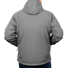 Men's fleece-lined softshell jacket in gray, full-zip with hood