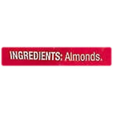Whole almonds ingredients label on a red strip