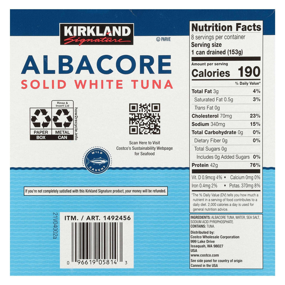 Kirkland Signature, Albacore Solid White Tuna in Water, 7 oz, 8-Count - USA MEGA SHOP