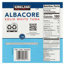 Kirkland Signature albacore tuna multipack, nutrition facts and ingredients panel