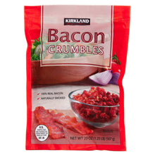 Bacon crumbles pouch with bowl and bacon strip graphics
