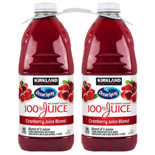 Cranberry juice blend bottle set with red juice and 100% juice label, no added sugar