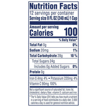 Nutrition Facts label for cranberry juice, showing calories and nutrients