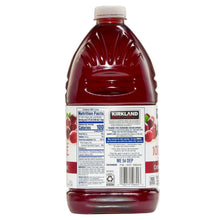 Cranberry juice bottle with nutrition facts panel and red liquid