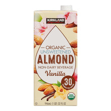 Kirkland organic unsweetened almond beverage vanilla single carton
