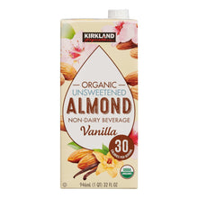 Single carton of organic unsweetened almond beverage, vanilla, 30 servings