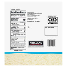 Organic coconut water nutrition facts panel with ingredients and barcode