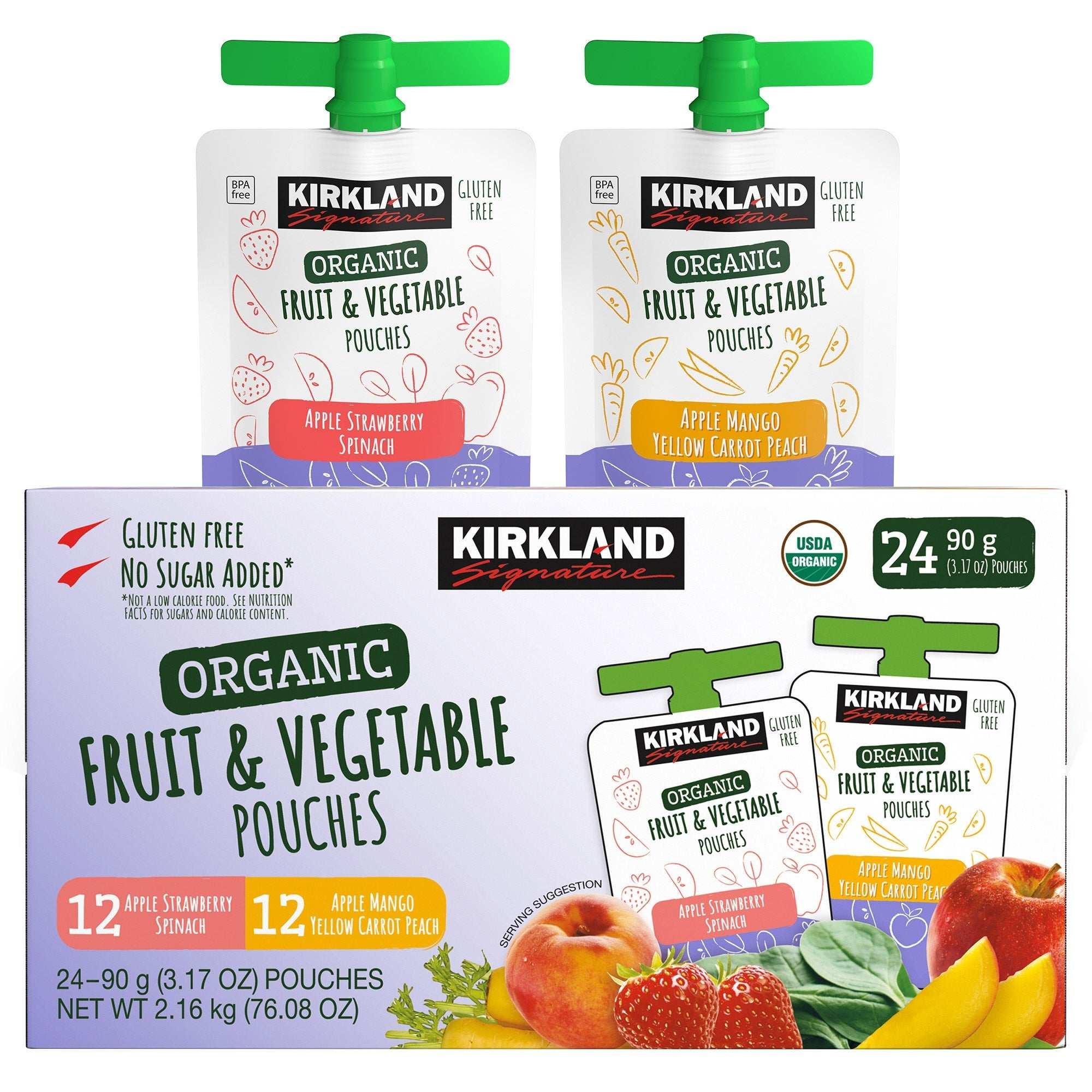 Kirkland Signature, Organic Fruit and Vegetable Pouches, Variety Pack, 3.17 oz, 24-count - USA MEGA SHOP