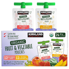 Organic fruit & vegetable pouches, Kirkland packets with green caps