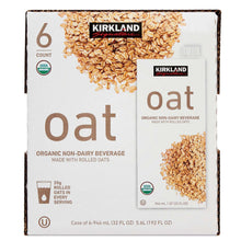 Kirkland Signature oat beverage 6-count case with back label and serving details