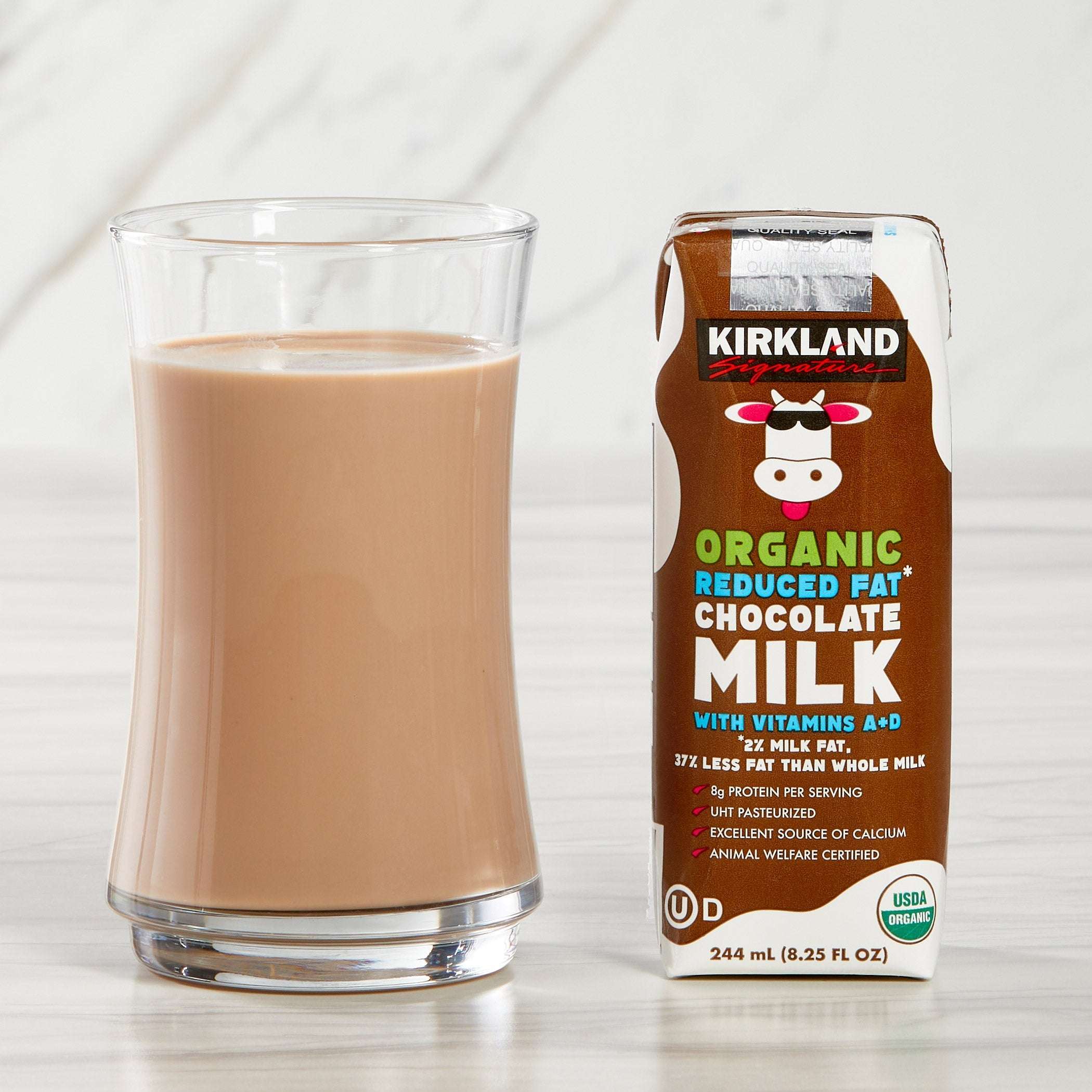 Kirkland Signature, Organic Reduced Fat Chocolate Milk, 8.25 fl oz, 24-Count