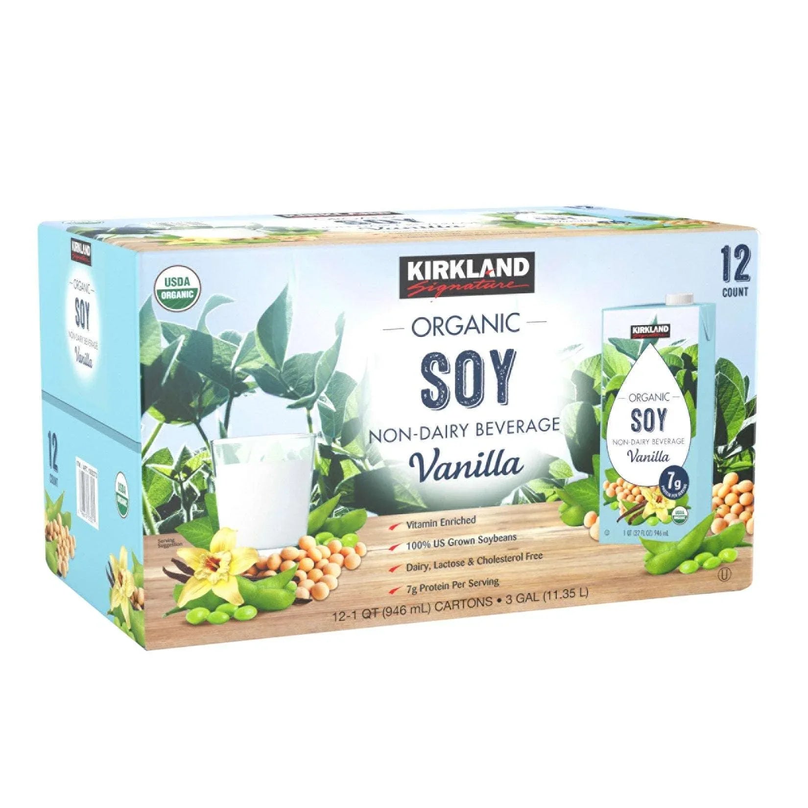 Kirkland Signature, Organic Soy Beverage, Vanilla, 32 fl oz, 12-Count - USA MEGA SHOP