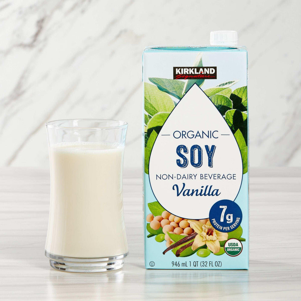 Kirkland Signature, Organic Soy Beverage, Vanilla, 32 fl oz, 12-Count - USA MEGA SHOP