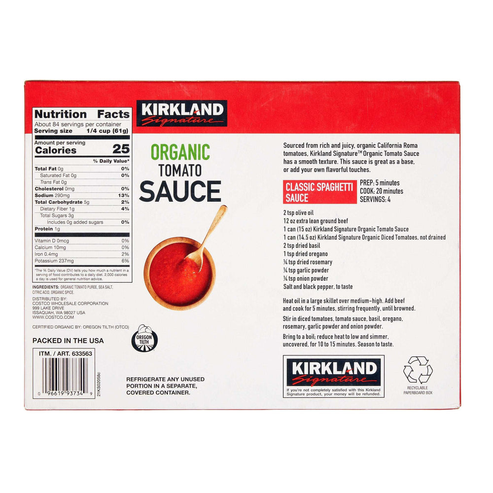 Kirkland Signature, Organic Tomato Sauce, 15 oz, 12-Count - USA MEGA SHOP