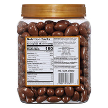 Milk chocolate almonds jar back label with Nutrition Facts and ingredients panel