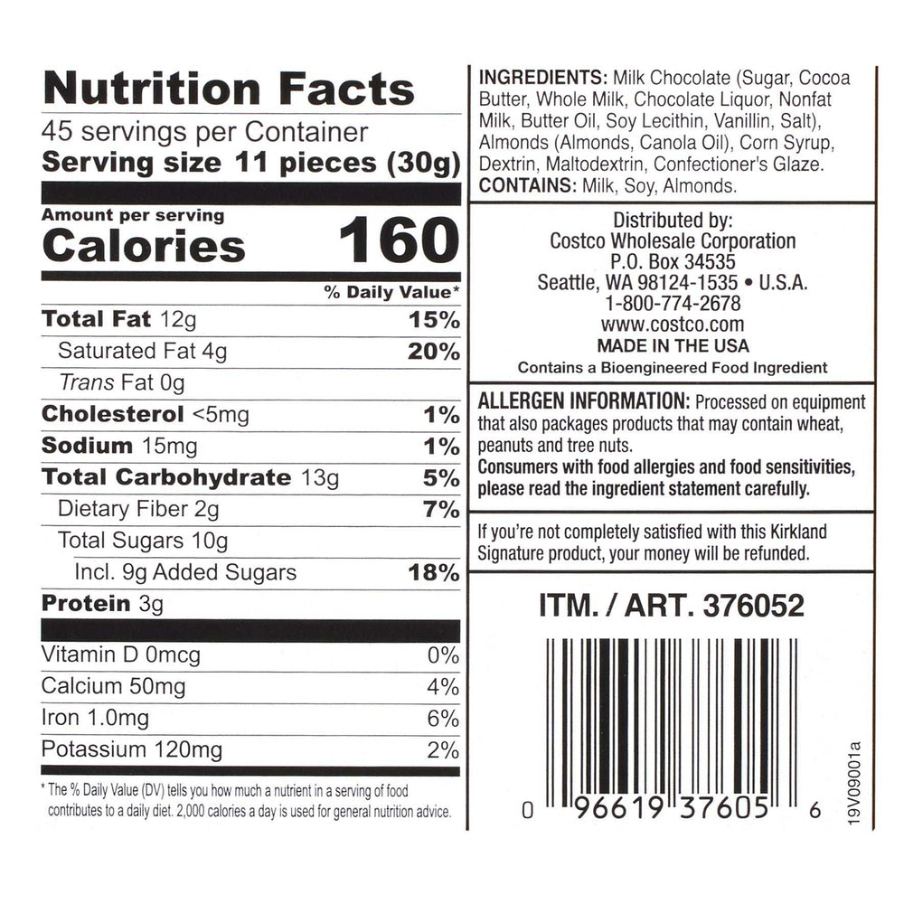 Kirkland Signature Almonds, Milk Chocolate, 3 lb