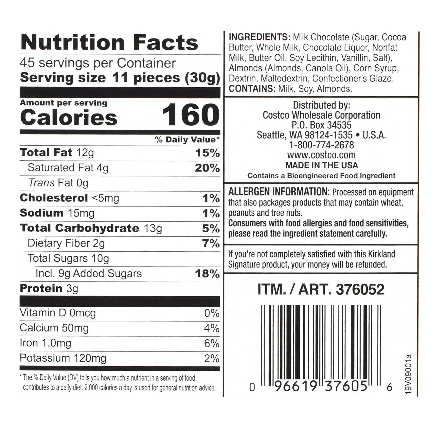 Kirkland Signature Almonds, Milk Chocolate, 3 lb