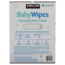 Baby wipes box back panel with ingredient and TENCEL branding, fragrance-free