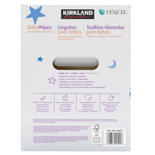 Baby wipes box back panel with features and safety notes, KIRKLAND Signature, TENCEL