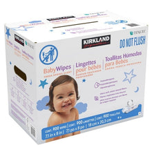 Baby wipes box with baby photo, KIRKLAND Signature and TENCEL, fresh spring scent