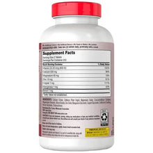 Calcium citrate, magnesium and zinc supplement bottle back panel with Supplement Facts