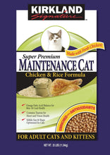 Kirkland Signature super premium cat food bag, chicken and rice formula, 25 lb
