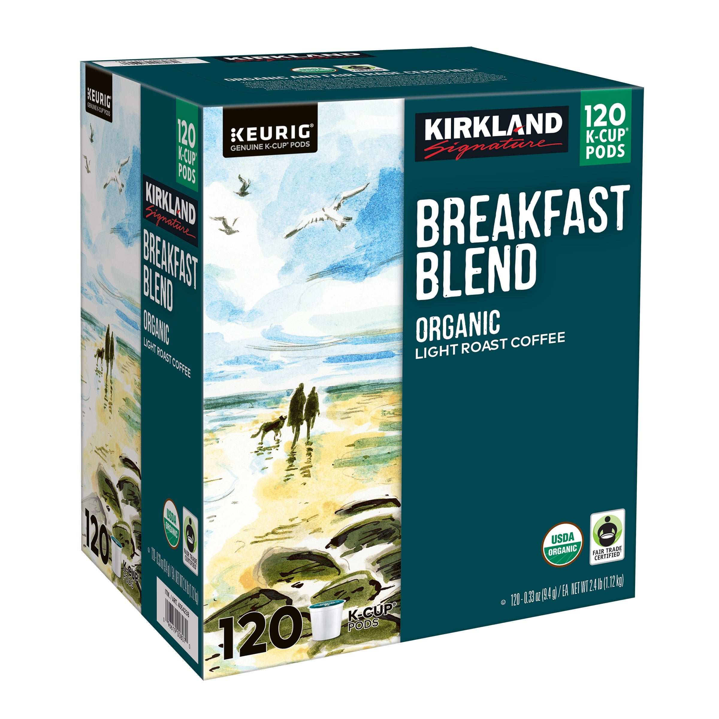 Kirkland Signature Coffee Organic Breakfast Blend K-Cup Pod, 120-count