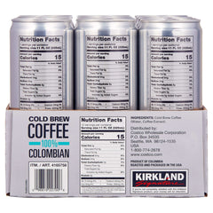 Kirkland Signature Colombian Cold Brew Coffee, 11 fl oz, 12-count