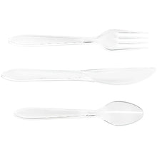 Clear plastic fork and spoon set with two utensil types