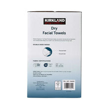 Dry facial towels box back with double-sided design diagram and care details.