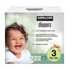 Kirkland Signature diapers size 3, 16–28 lb, 222-count box front