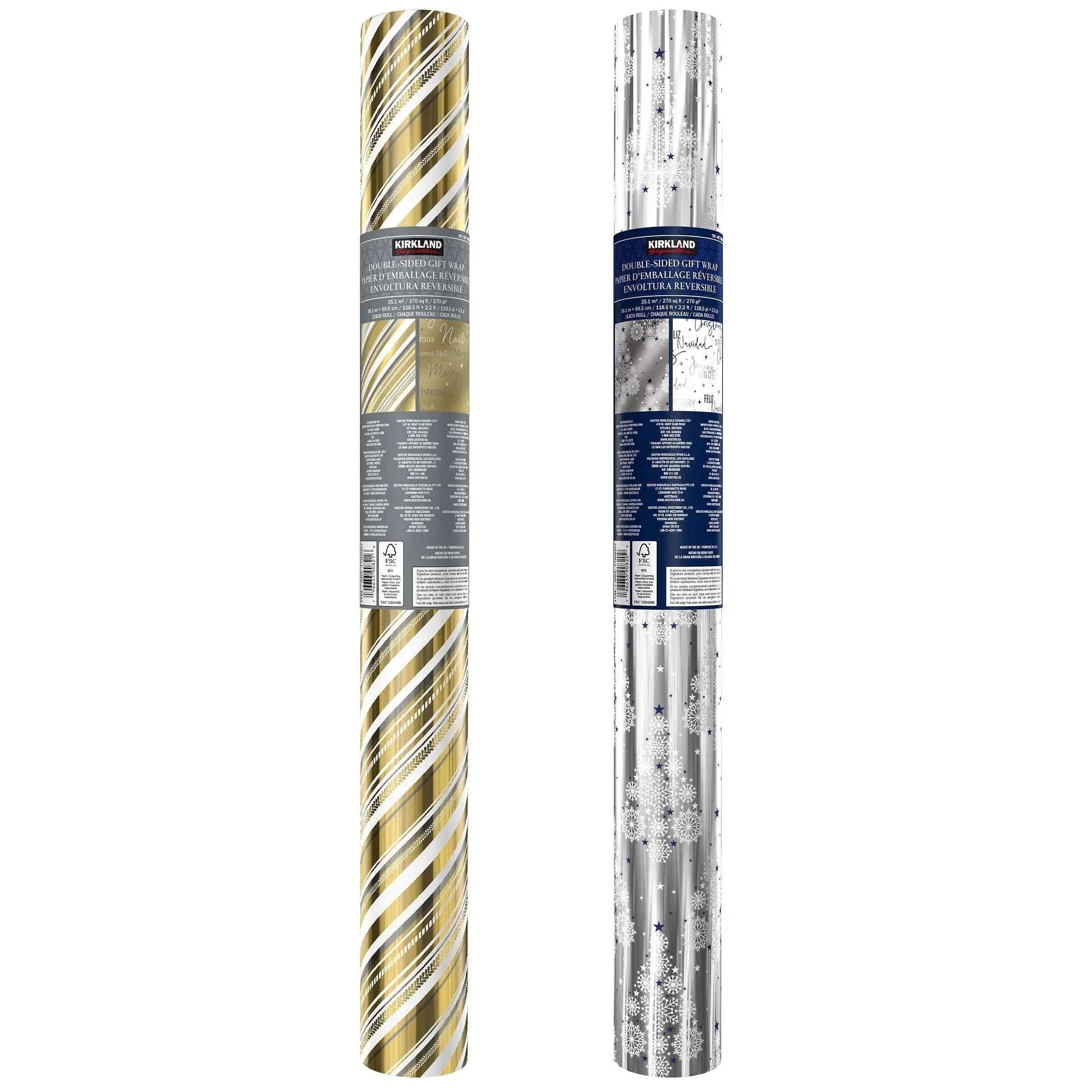 Kirkland Signature Double-sided Counter Roll Gift Wrap, 2-rolls, 540 Sq. Ft. Total
