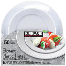 Elegant white plastic plates, premium heavyweight, 50 count in retail package
